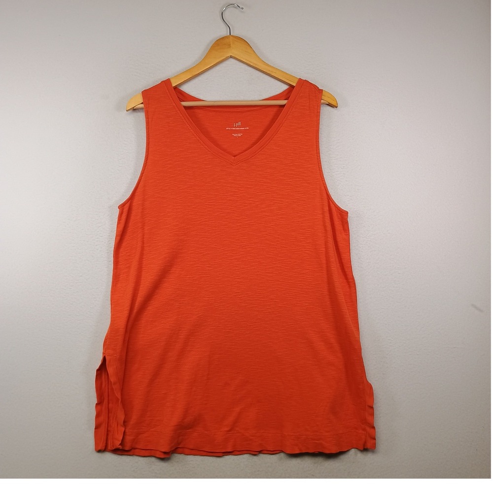 Minimalist J.‎ Jill Womens L Orange Pima Cotton V-Neck Sleeveless Tunic Tank Top
